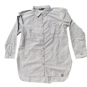 The North Face Womens Gray Cotton Blend Long Sleeve Button Down Shirt Large